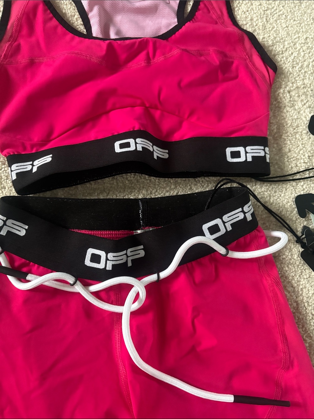 OFF White Hot Pink Sports Bra & Bike Shorts Set - Picture 4 of 7